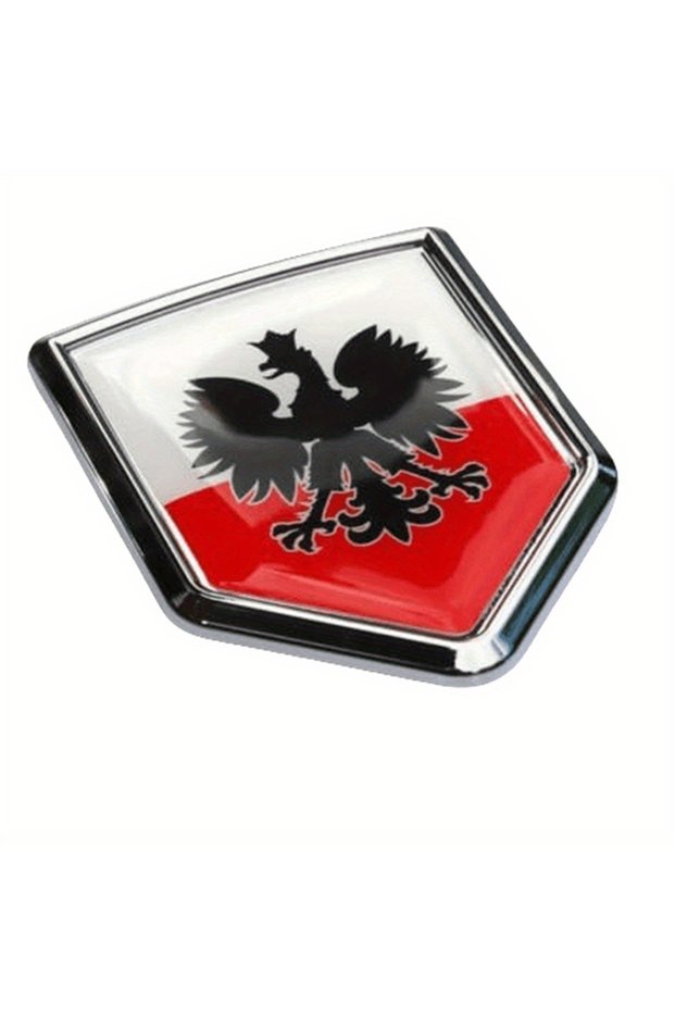 black 1 PC Poland White Eagle Flag Decal Car Motorcycle Chrome Emblem Shield Shape Sticker Polish P