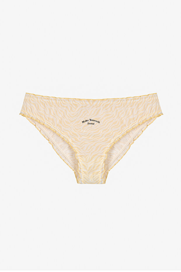 Pastel Yellow Confident Zebra Patterned Slip Panties