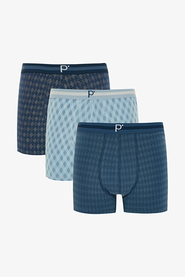 Men's Plaid Patterned 3-Piece Boxer