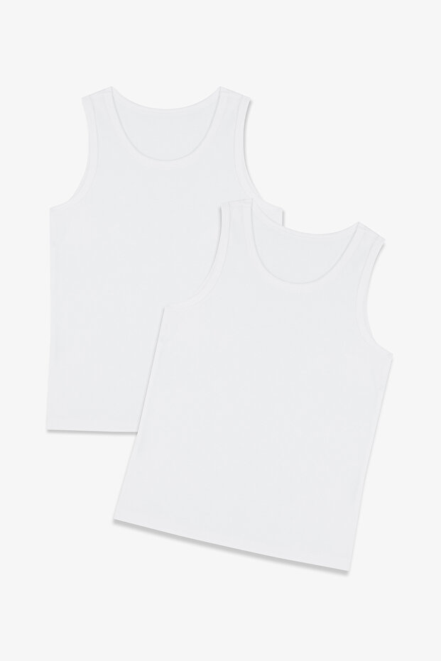 Boy's Cotton Organic White 2-Pack Undershirt