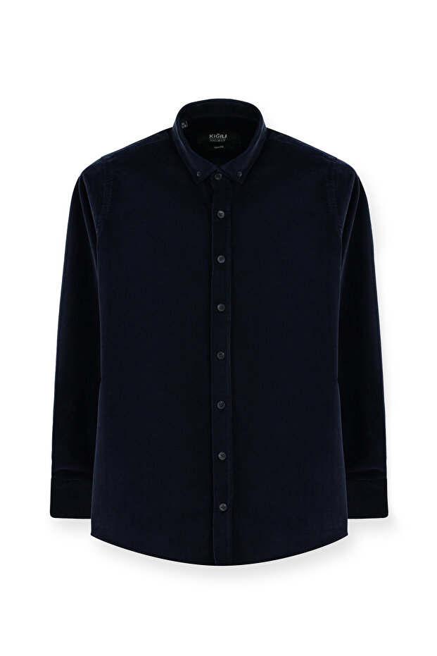 Long Sleeve Slim Fit Slim Fit Velvet Cotton Shirt