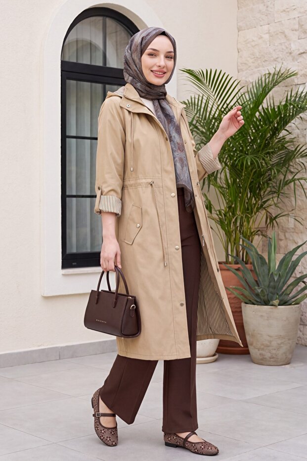 Mink Striped Lining Trench Coat