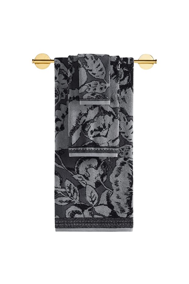 Caressa Yarn Dyed 3-Piece Towel Set Anthracite
