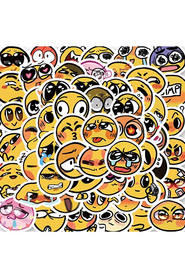 50PCS 50Pcs Cute Smiling Faces Cartoon Funny Sticker Kawaii Creative Waterproof Decal for Laptop Lug