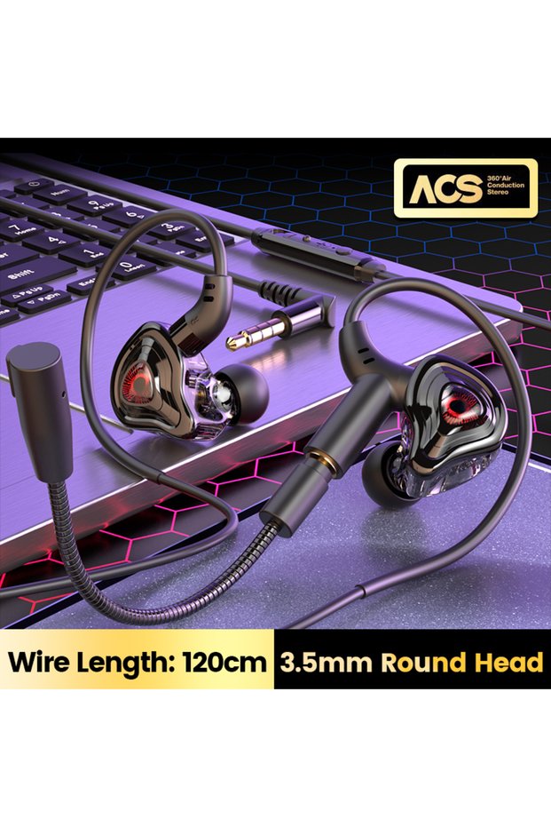 3.5mm 90°Elbow Gaming Headphones Wired Earphone Metal HiFi Bass Stereo 3.5mm Type-c Earphone Earbud