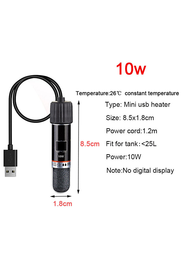 10w USB Mini Aquarium Heating Rod for Small Fish Tank 26°C Constant Temperature Aquarium Heater Subm
