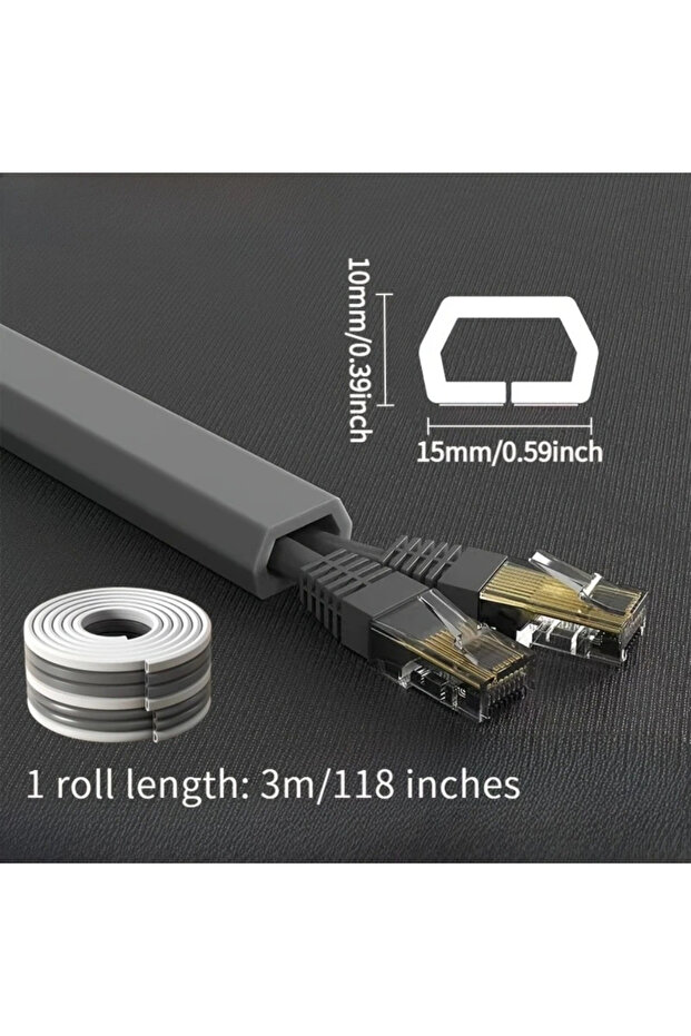 3M Trapezoidal Grey 1PC 1/3M Self-Adhesive PVC Cable Management Strip Decorative Wire Protection Str