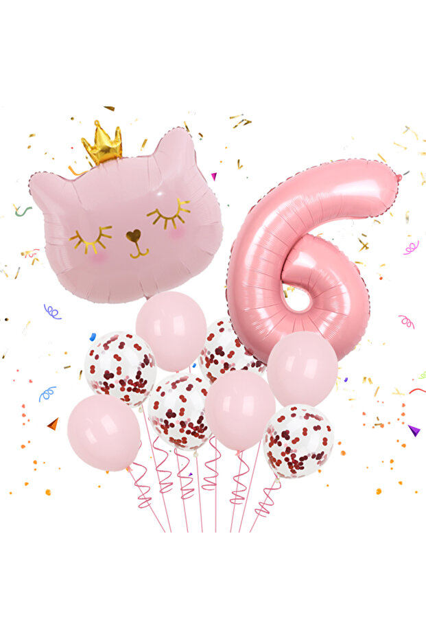As shown 250412B01-6 10pcs 32inch Number Cat Animal Foil Balloons Happy Birthday Decoration 1 2 3 4