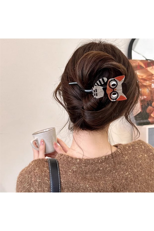 2 grey Cute Cartoon Cat Twist Hair Clips Girls Acrylic Hair Claw Crab Holder Barrettes Hairpin Hairg