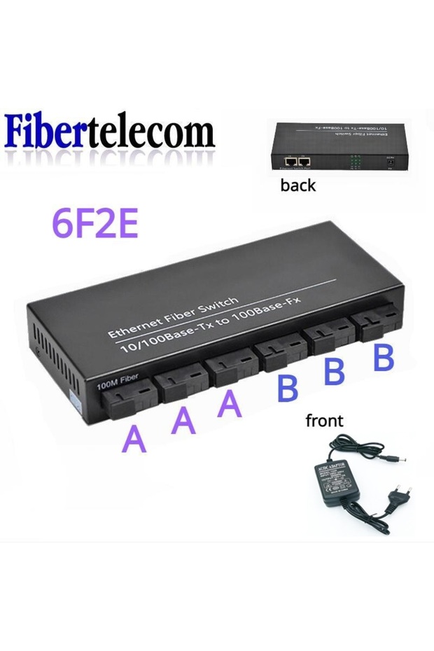 1pcs with EU Power High Quality Fast Switch Media Converter Fiber Optical Switch 6F2E 2Ports RJ45 Po