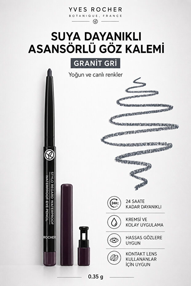 0.35 g Waterproof Eyeliner 24 Hour Long-Lasting Formula Granite Gray