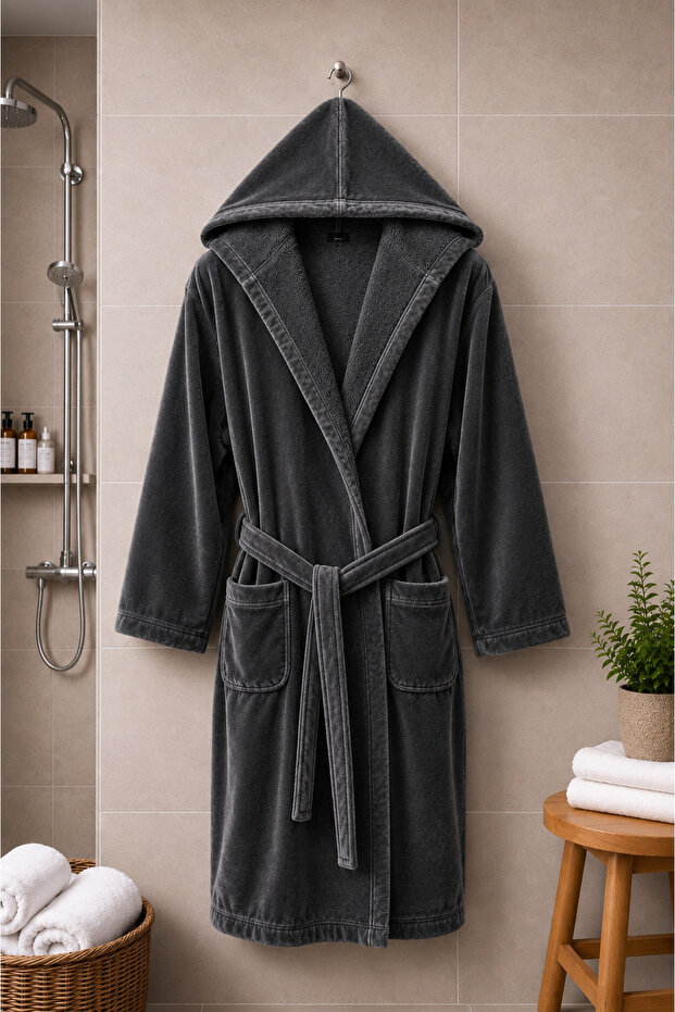 Bathrobe 100% Cotton Velvet Hooded