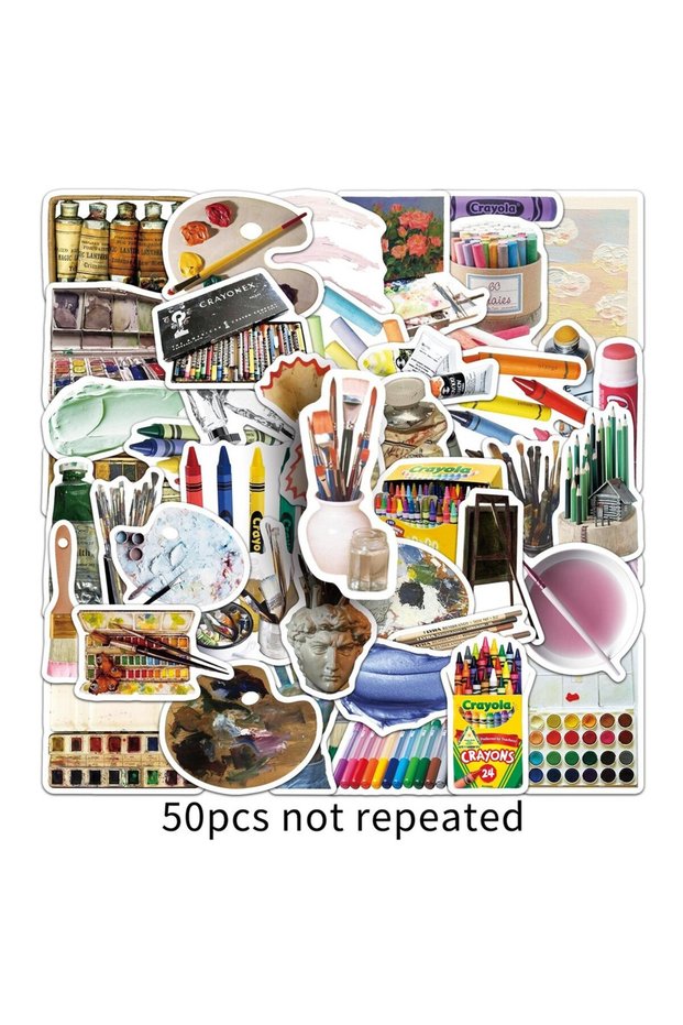 50PCS 50 Pcs Art Stickers Paintbrushes & Painting Tools Themed Artistic Creative Stickers Waterproo