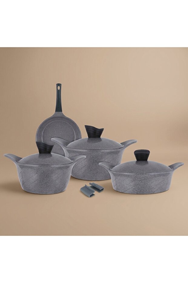 Granite Cookware Set, 7 Pieces - Grey