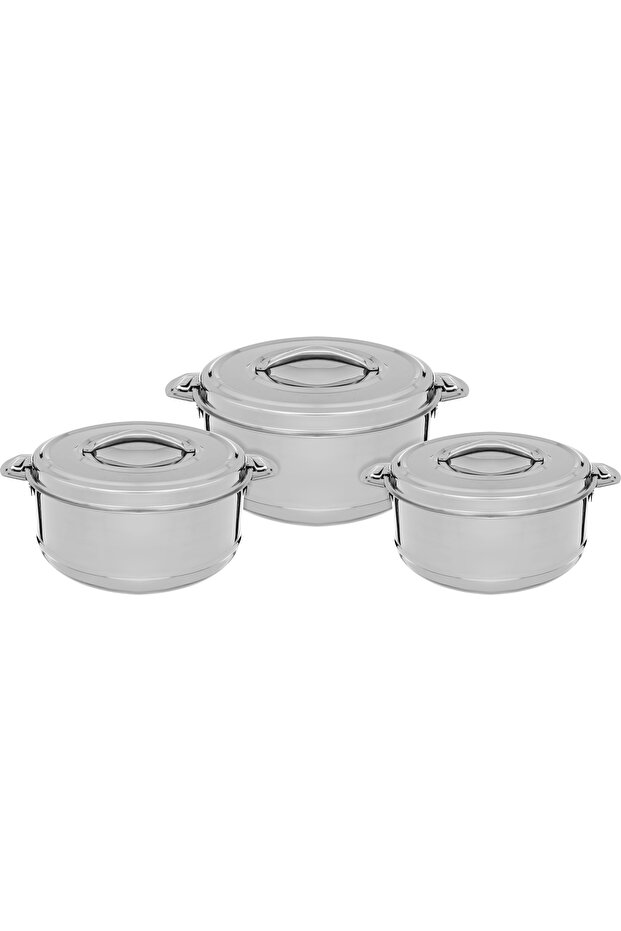 Al Saif Gallery Steel Food Container Set, 8500, 5000, 3500 ml - Silver