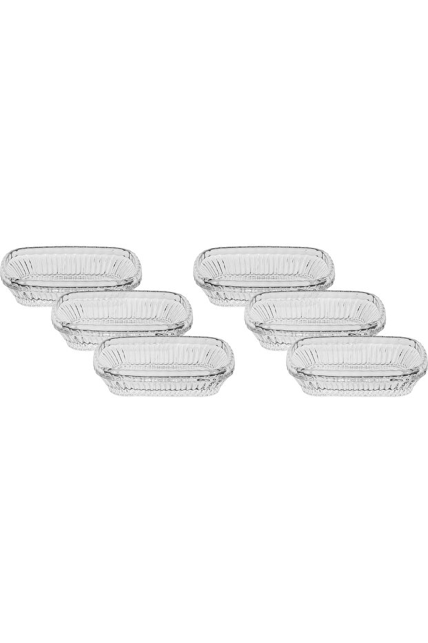 Al Saif Gallery Glass Serving Dish Set, 8x6.5x2 cm, 6 Pieces, Oval - Clear