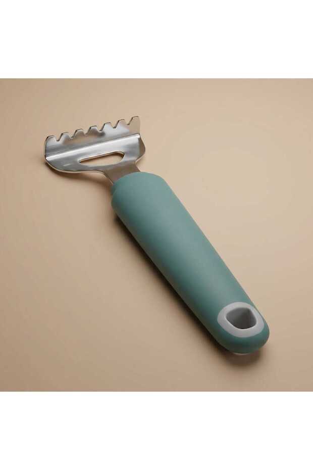 Steel Fish Peeler, With Silicone Handle - Green