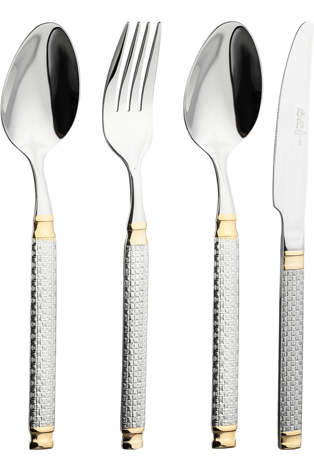 Al Saif Gallery Stainless Steel Cutlery Set, 24 Pieces - Silver Gold
