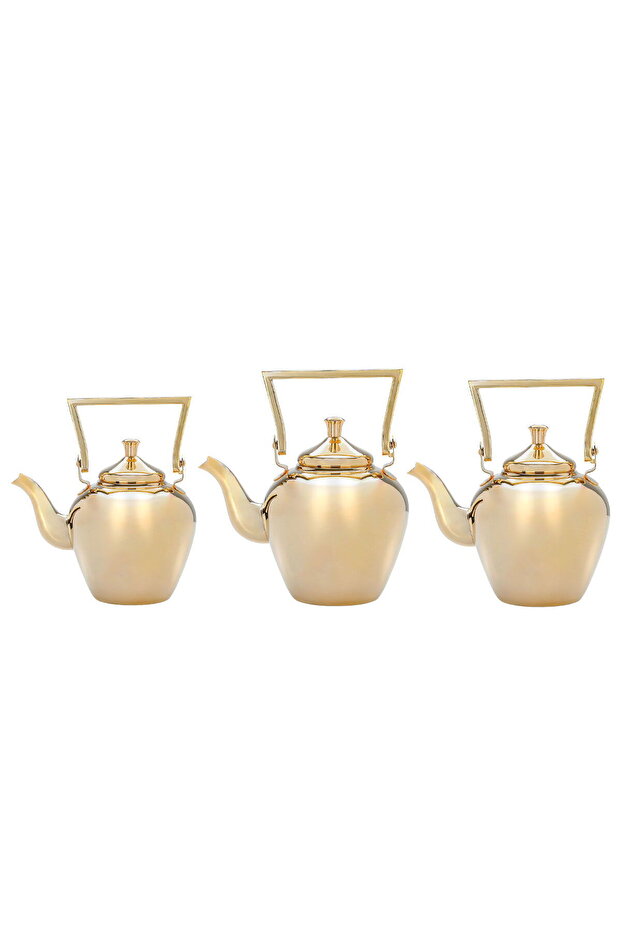 Al Saif Gallery Steel Jug Set, 3 Pieces - Gold