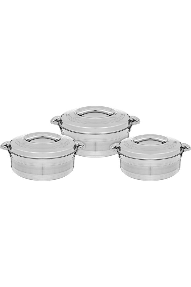 Al Saif Gallery Food Container Set (Maxima), Steel, 2500, 3500, 5000 ml - Silver
