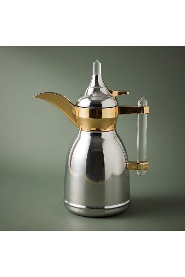 Silver Shahd Dallah With Transparent Handle, 0.35 Litres