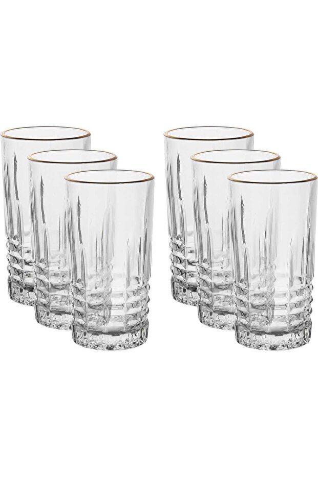 Water Glass Set with Golden Line - Transparent