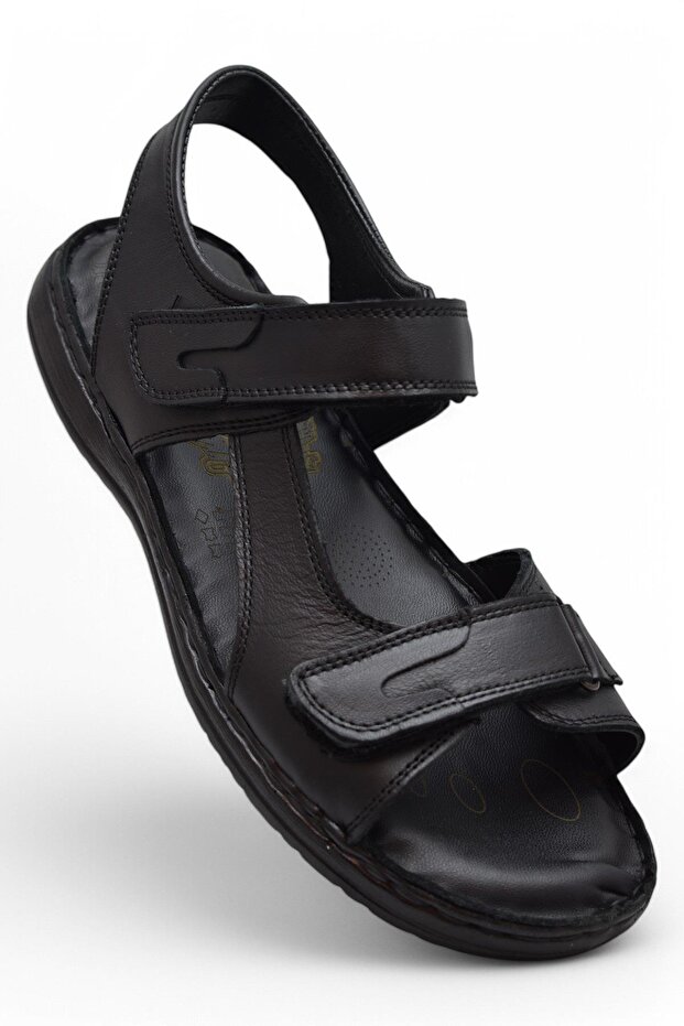 088 Heel Gel Full Orthopedic Sole Genuine Leather Men's Sandals Velcro Sandals
