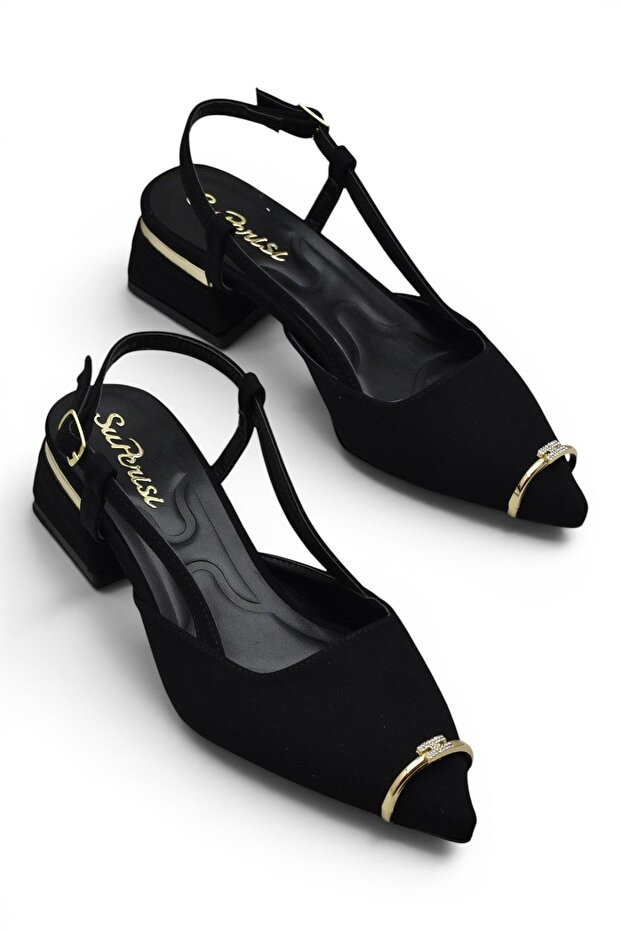 806 Women's Heeled Shoes 3.5 cm Thick Heeled Open Back Heeled Shoes