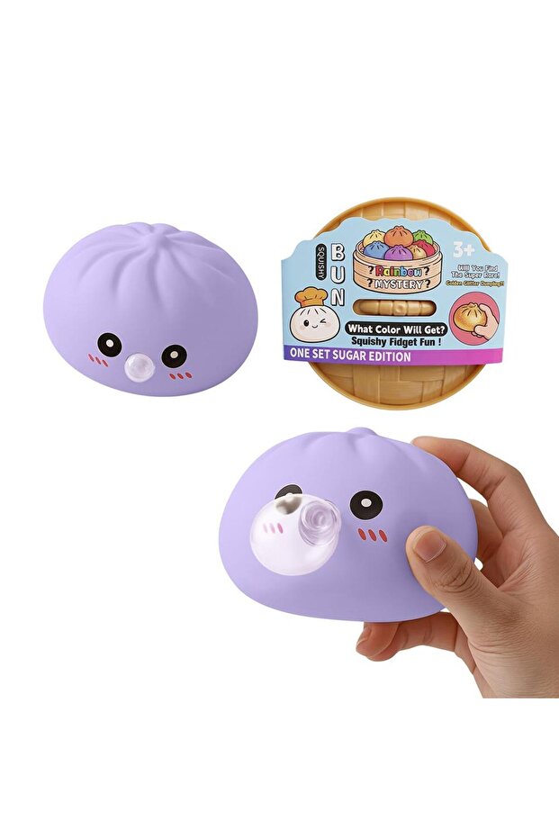 Purple Soft Silicone Dumpling Pinch Toys Rebound Steamed Bun Squeeze Ball Blowing Bubbles Squishy Re