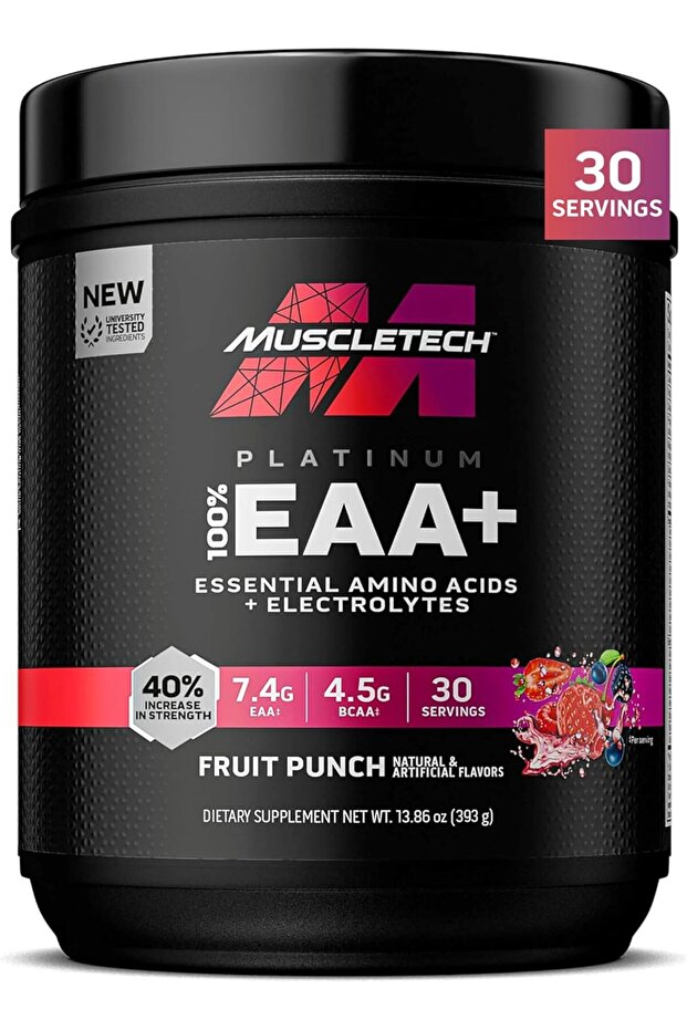 Platinum EAA Powder, Essential Amino Acids for Muscle Recovery – Fruit Punch (30 Servings)