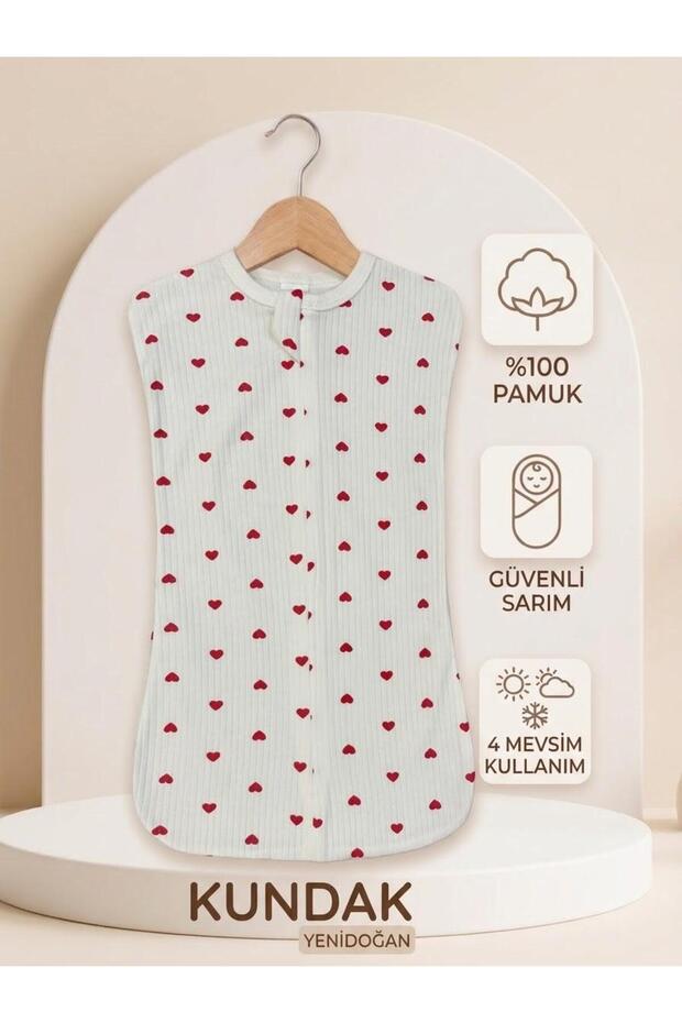 Newborn Heart Printed 100% Cotton Zippered Swaddle
