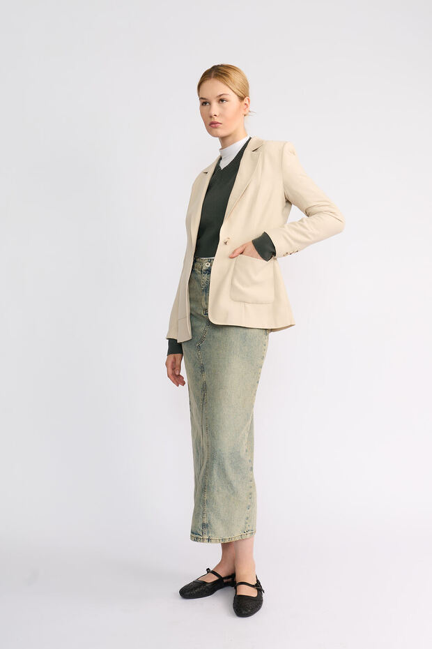 Beige Half-Lined Summer Linen Jacket
