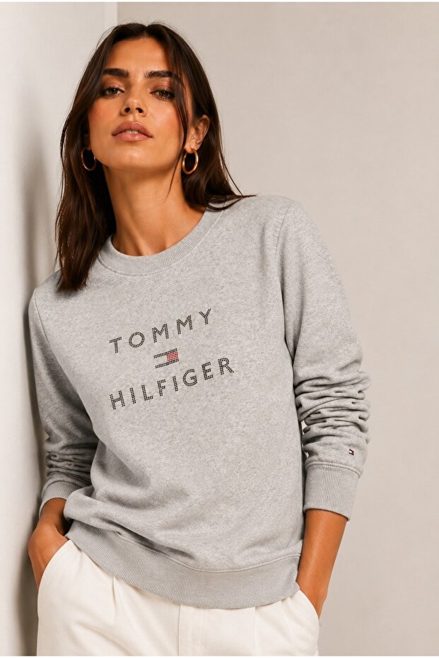 Organic Cotton Skin Stone Print Regular Cut Sweatshirt