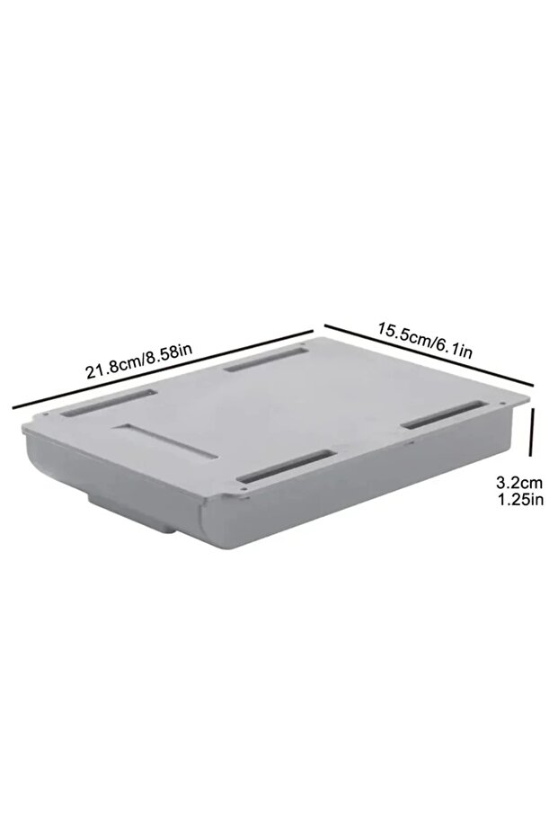 Grey Hidden Storage Box, Desk Storage Drawer, Self-Adhesive Plastic Desktop Storage Rack, Simple Clu