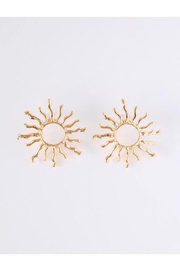 Gold Color Sun Shaped Dangle Earrings