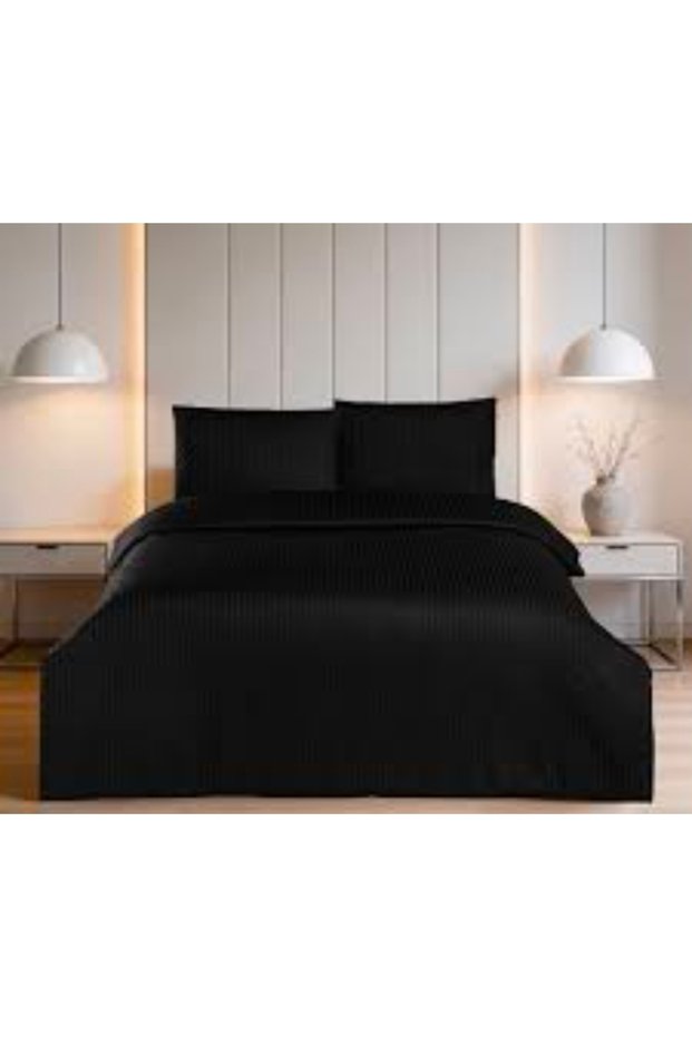 Double Satin Bedding Set - Black