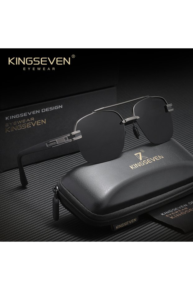 Gun Gray KINGSEVEN Popular Male Sunglasses Square Half Frame Men Women Summer Driving High Quality P