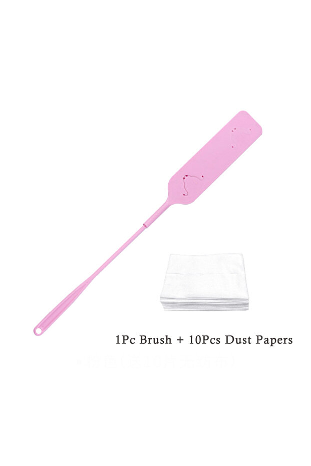 Pink Practical Household Dust Cleaning Brush with 10 Pcs Non-woven Cleaning Cloth Long Handle Dust G