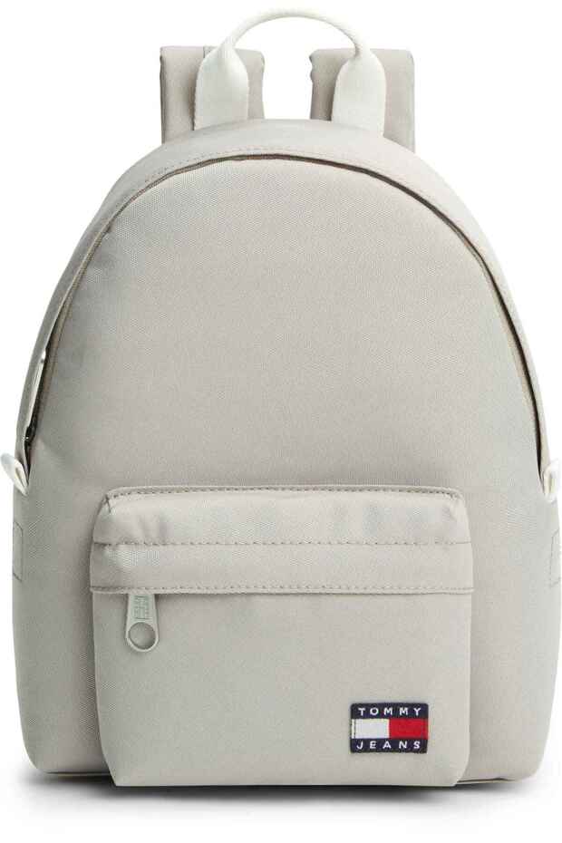 Women's Beige Backpack with Brand Logo, Suitable for Daily Use