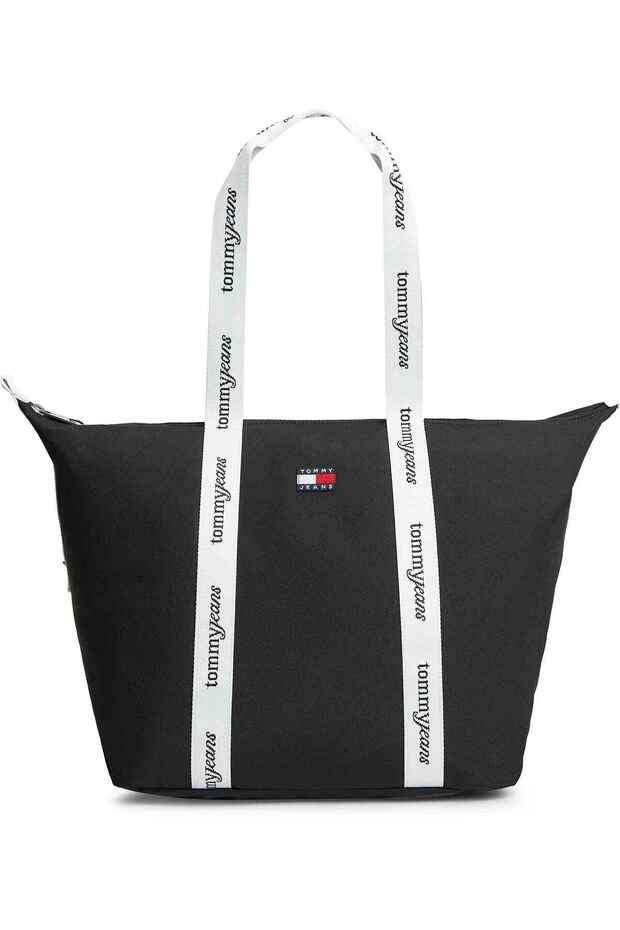 Women's Black Handbag with Brand Logo, Suitable for Daily Use
