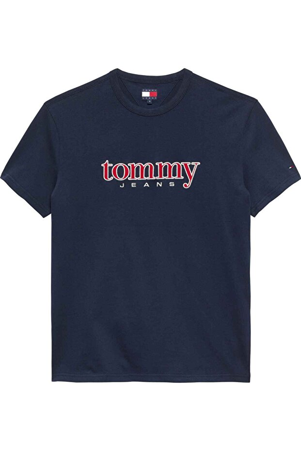 Tjm Normal Cut Appliqued Graphic Printed Men's Blue T-Shirt Dm0Dm22719C1G
