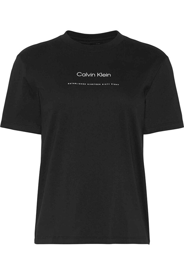 Women's Black T-Shirt with Brand Logo, Suitable for Daily Use