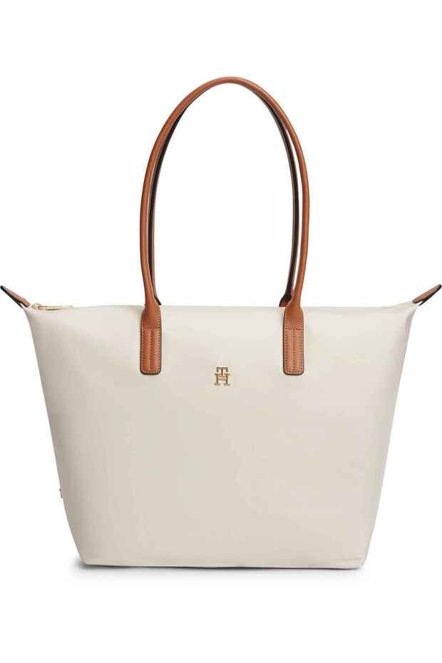 Women's Cream Handbag with Brand Logo, Suitable for Daily Use