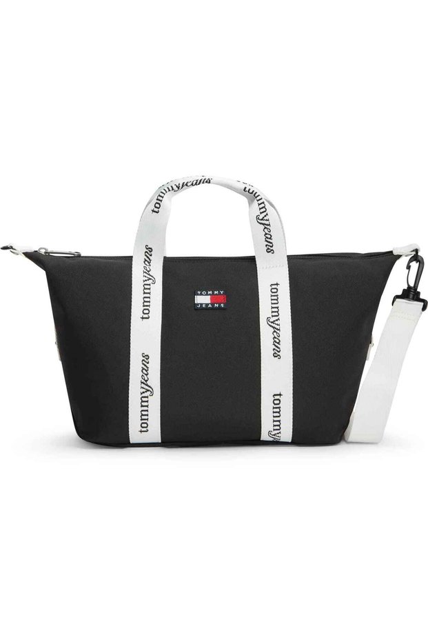 Women's Black Handbag with Brand Logo, Suitable for Daily Use