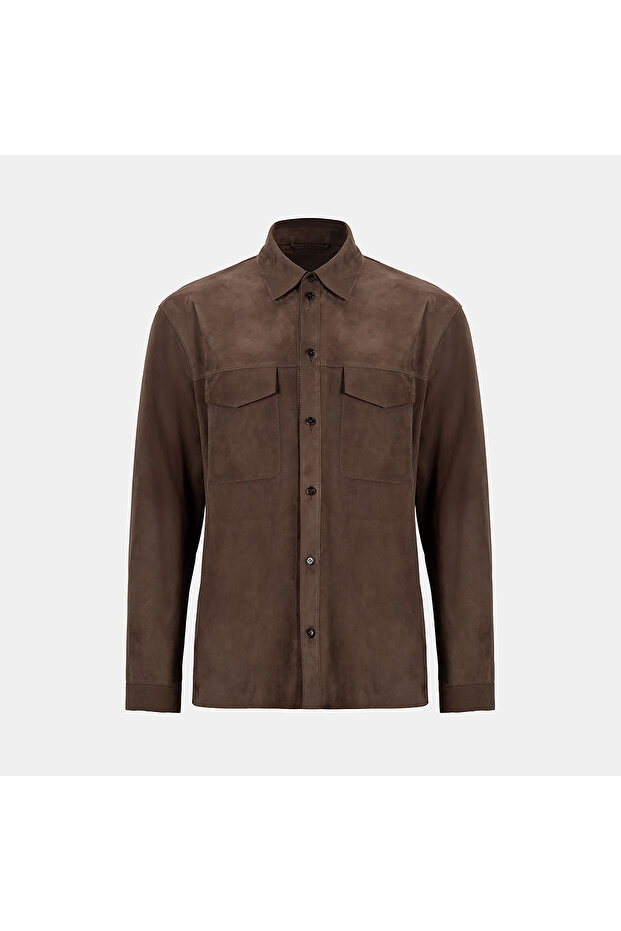 Men's Brown Suede Shirt