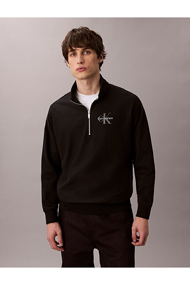 Jeans Zippered Collar Black Men's Sweatshirt Lv04Rd236Gub1 Ls Premium Terry Micr