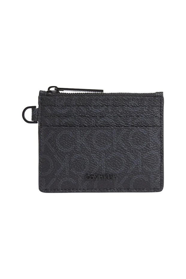 Men's Brand Logo Smooth Surface Black Card Holder with Multiple Card Slots