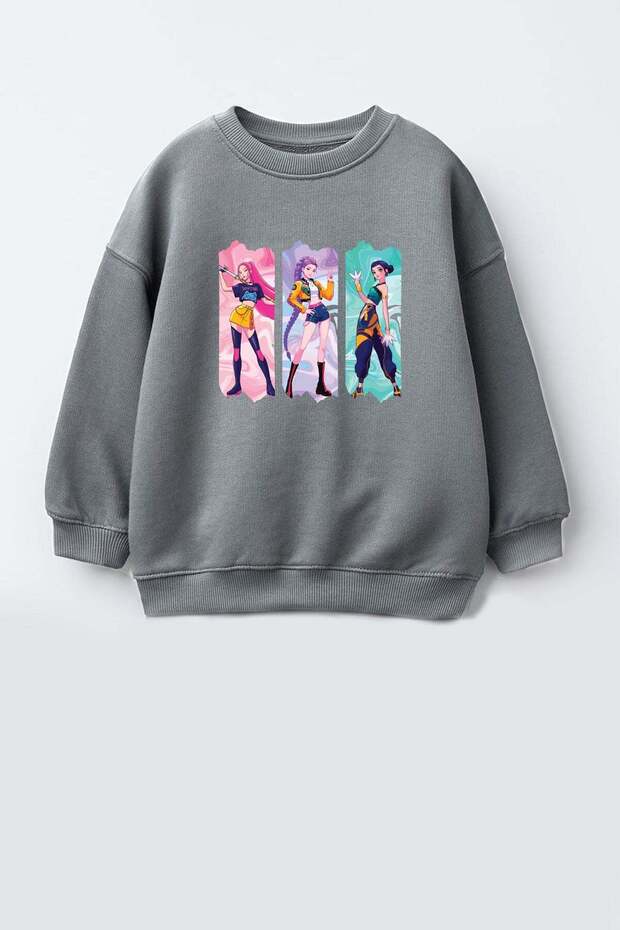 Girl's 3 Thread Fabric Cotton Huntrix Printed Sweatshirt