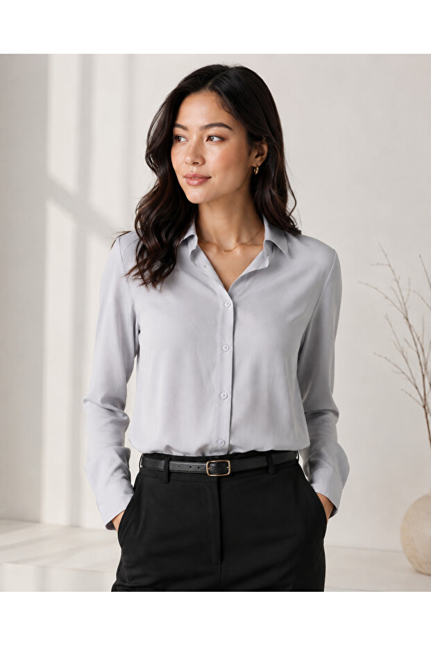 Gray Viscose Shirt Gml 150041