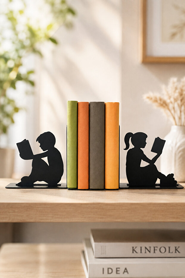 2Nd Team 📕 Black 📘 Boy and Girl Child ❤️ Book Reading Book Holder Book Support Metal Bookshelf Decorative Book Support Desktop Bookshelf Organizer Shelf Book Rest Office Home Study Desk Book